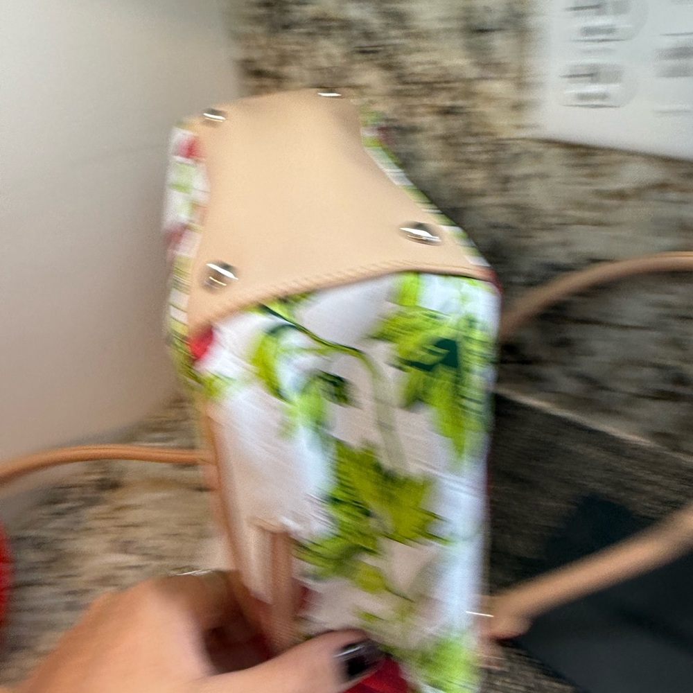 Tignanello Floral Tote in White, Red & Green - Picture 4 of 7